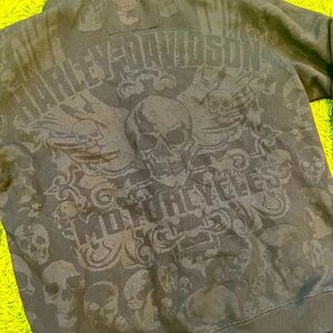 harley davidson zip up emo skull logo hoodie